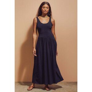 Ciao Lucia Savina Black V-neck Asymmetric Waist Stretch Jersey Maxi Dress Medium